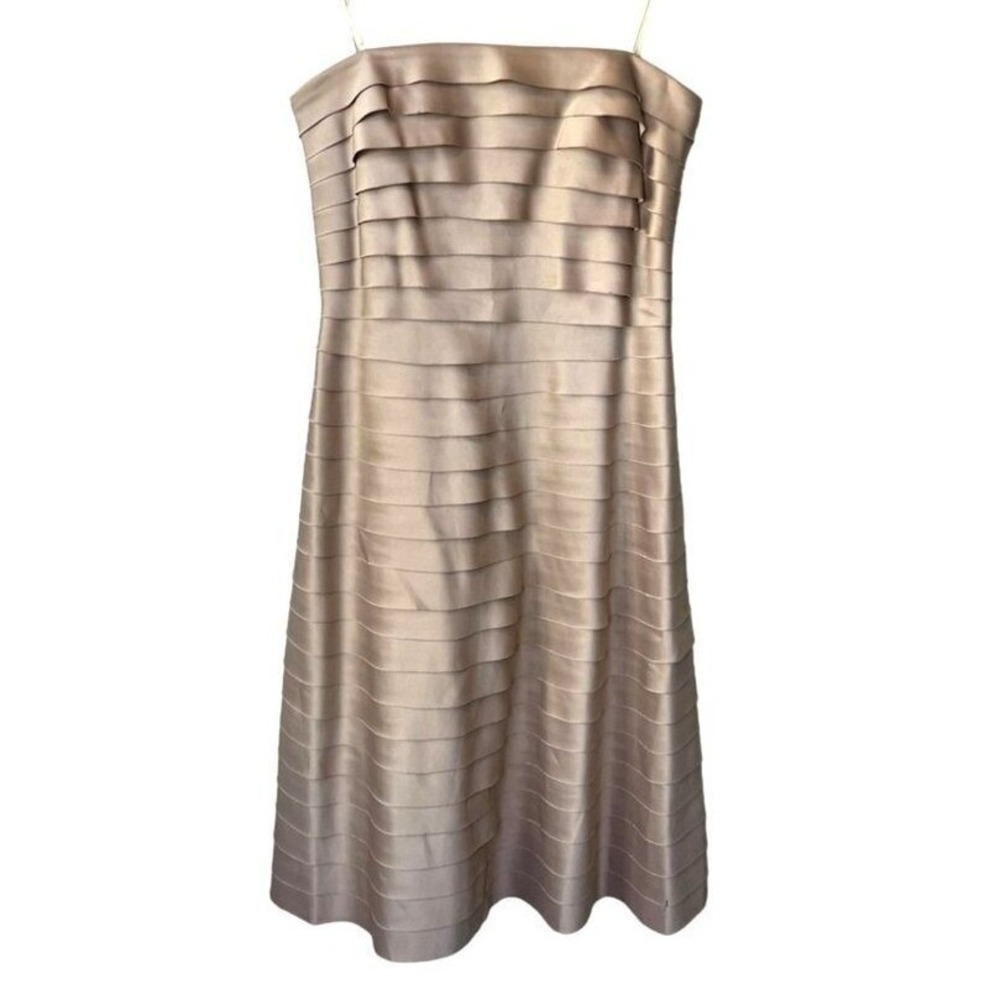 Eliza‎ J Strapless Pleated Cocktail Dress Sizez 10 Champagne Fit And Flare Event